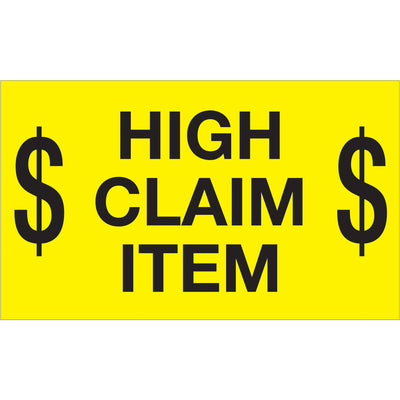 High-visibility fluorescent yellow special handling labels engineered for international shipping compliance. 3" x 5" semi-gloss coated paper, 500 labels per roll. Recognized across multiple countries to protect high-value shipments and reduce liability claims.