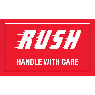 Meet global shipping compliance with internationally recognized Rush - Handle With Care labels. These 3" x 5" semi-gloss labels ship 500 per roll, delivering professional visibility and legal protection for time-sensitive shipments. Compatible with tabletop and wall-mount dispensers for high-volume warehouse operations.