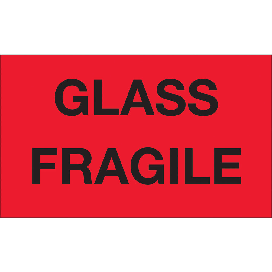 Boost shipping safety with these internationally recognized 3x5" fluorescent red fragile labels. Printed on durable semi-gloss coated paper and sold as a 500-label roll, these special handling labels ensure your fragile shipments receive proper care across borders. Compatible with both tabletop and wall-mount dispensers for streamlined warehouse operations.