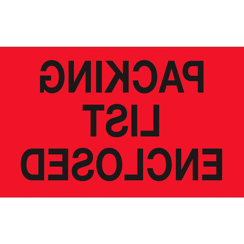 3x5 Fluorescent Red Packing List Enclosed Labels Semi-Gloss 500/Roll DL1203 - alias listing