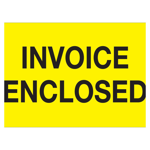 2x3 Fluorescent Yellow Invoice Enclosed Labels Semi-Gloss 500/Roll DL1204 - alias listing