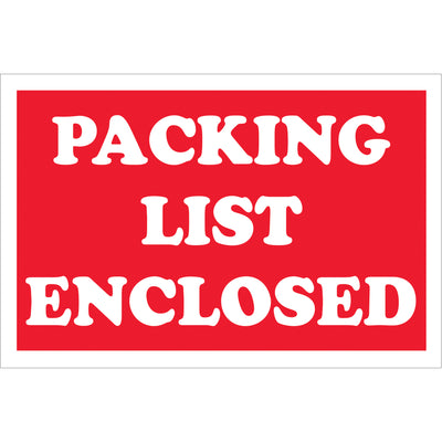 Professional 2" x 3" Packing List Enclosed labels recognized across multiple countries for instant shipment identification. Printed on durable semi-gloss coated paper with bold red/white contrast for maximum visibility. Each roll contains 500 labels‚pair with compatible dispensers (tabletop or wall mount) for fast, consistent application in busy shipping departments.