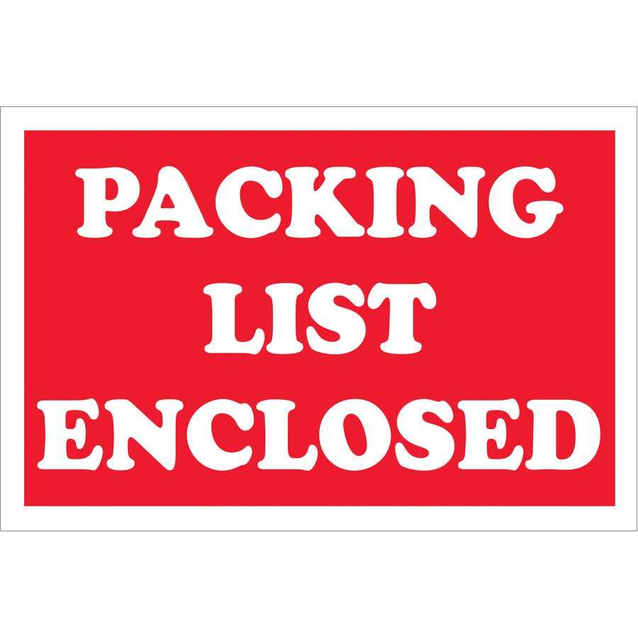 Professional 2" x 3" Packing List Enclosed labels recognized across multiple countries for instant shipment identification. Printed on durable semi-gloss coated paper with bold red/white contrast for maximum visibility. Each roll contains 500 labels‚pair with compatible dispensers (tabletop or wall mount) for fast, consistent application in busy shipping departments.