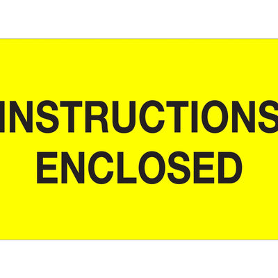 2x3 Fluorescent Yellow Instructions Enclosed Labels Semi-Gloss 500/Roll DL1209 - alias listing