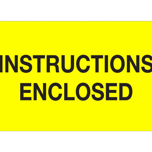 2x3 Fluorescent Yellow Instructions Enclosed Labels Semi-Gloss 500/Roll DL1209 - alias listing