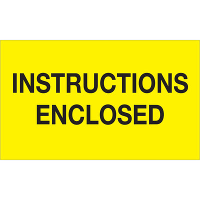 Ensure critical shipping instructions are never missed with these 3x5" fluorescent yellow "Instructions Enclosed" labels. Printed on durable semi-gloss coated paper and internationally recognized for compliance visibility. Roll of 500 labels with compatible dispensers available.