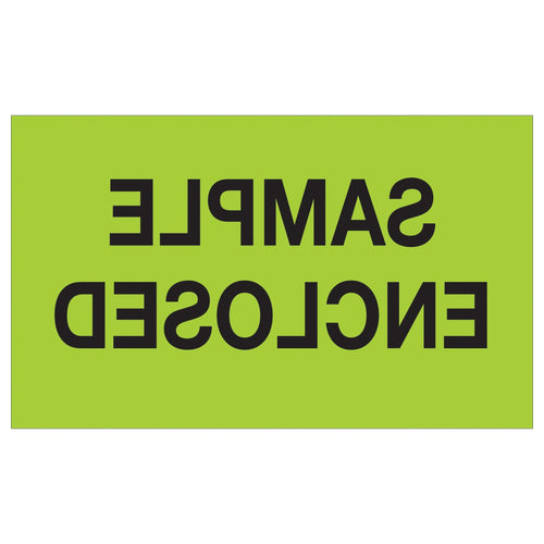 3x5 Fluorescent Green Sample Enclosed Labels Semi-Gloss 500/Roll DL1214 - alias listing