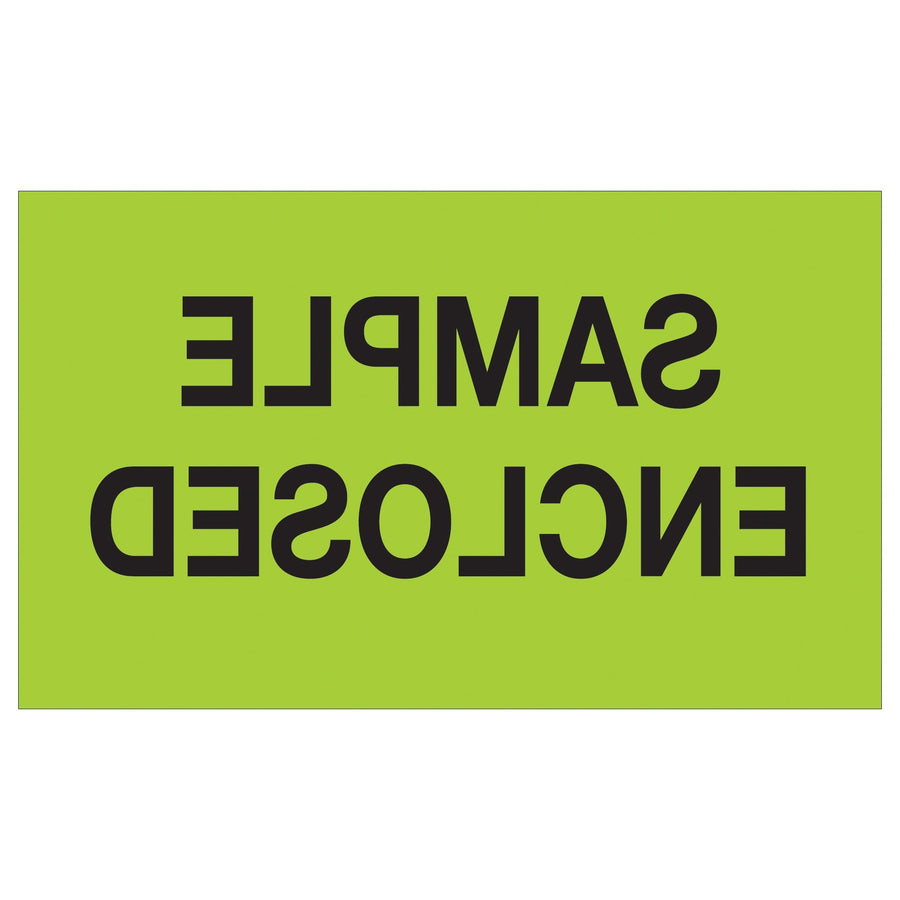 3x5 Fluorescent Green Sample Enclosed Labels Semi-Gloss 500/Roll DL1214 - alias listing