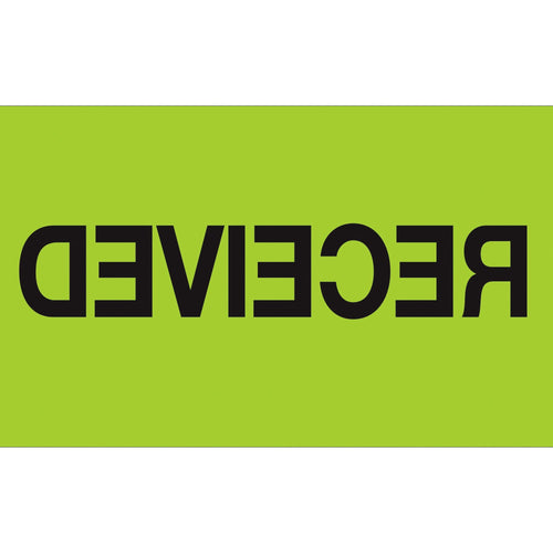 3x5 Fluorescent Green Received Labels Semi-Gloss 500/Roll DL1223 - alias listing