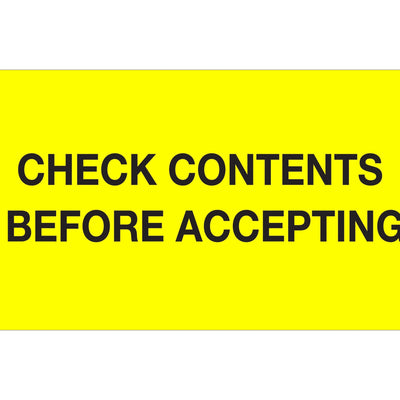 3x5 Fluorescent Yellow Check Contents Pallet Labels Semi-Gloss 500/Roll DL1227 - alias listing