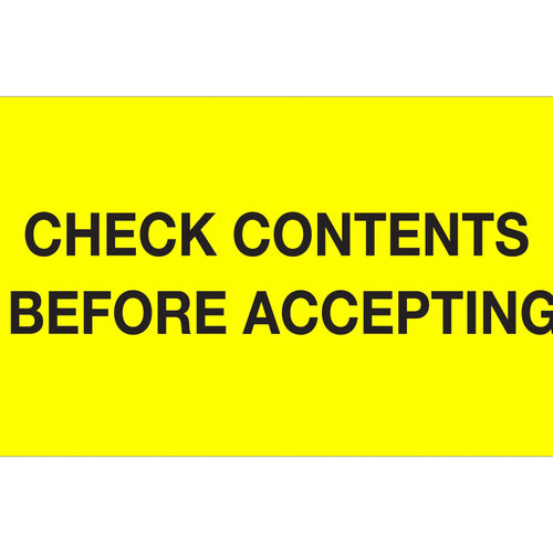 3x5 Fluorescent Yellow Check Contents Pallet Labels Semi-Gloss 500/Roll DL1227 - alias listing