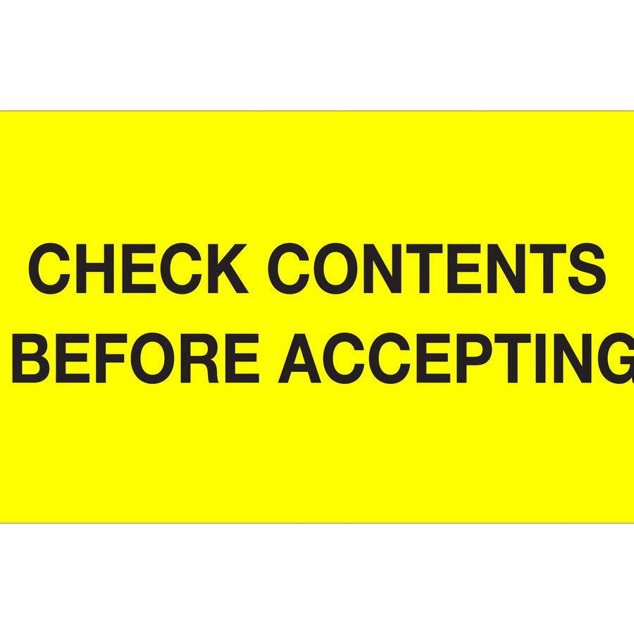 3x5 Fluorescent Yellow Check Contents Pallet Labels Semi-Gloss 500/Roll DL1227 - alias listing