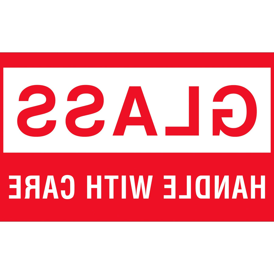 3x5 Red/White Glass Handle With Care Labels Semi-Gloss 500/Roll DL1230 - alias listing