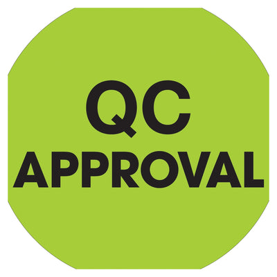 1 in Fluorescent Green QC Approval Circle Labels High Gloss Paper 500/Roll DL1254 - alias listing