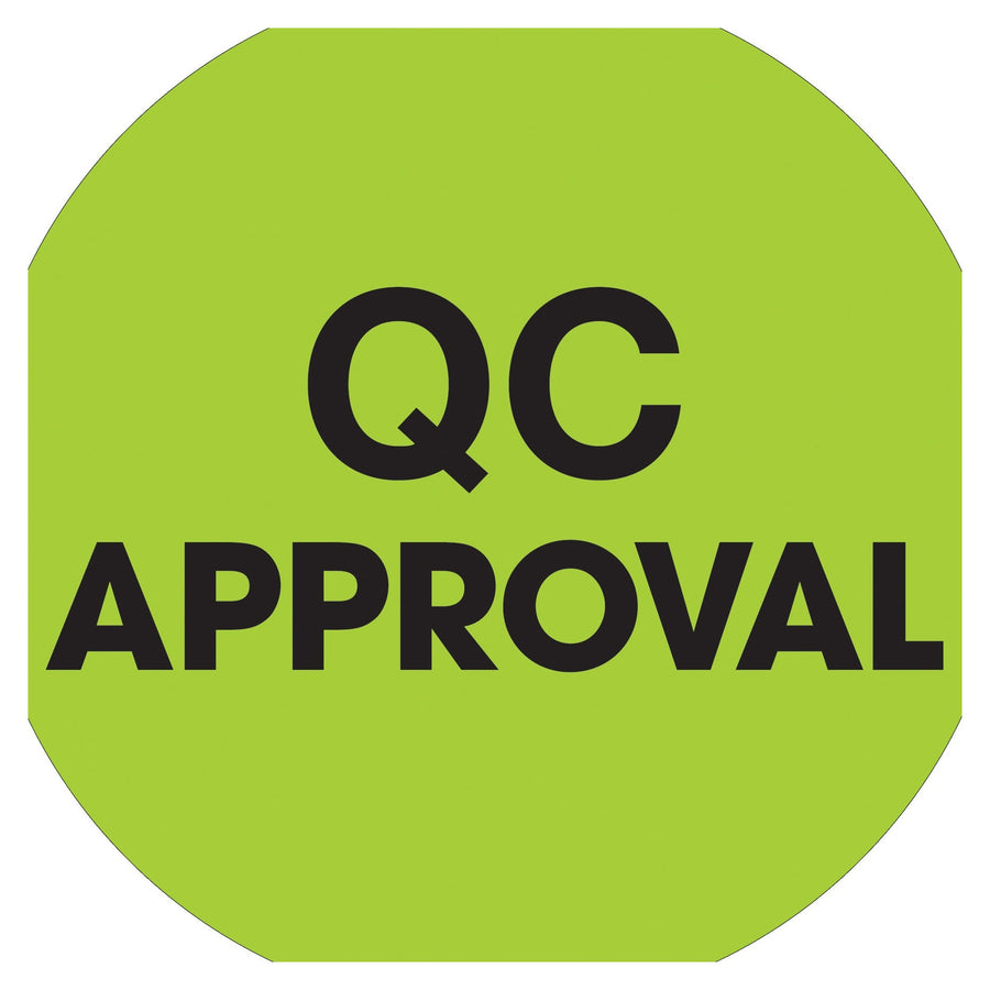 1 in Fluorescent Green QC Approval Circle Labels High Gloss Paper 500/Roll DL1254 - alias listing