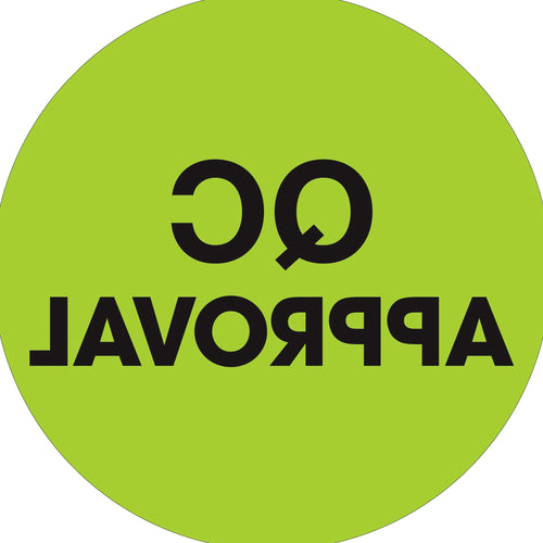 2 in Fluorescent Green QC Approval Circle Labels Paper 500/Roll DL1255 - alias listing
