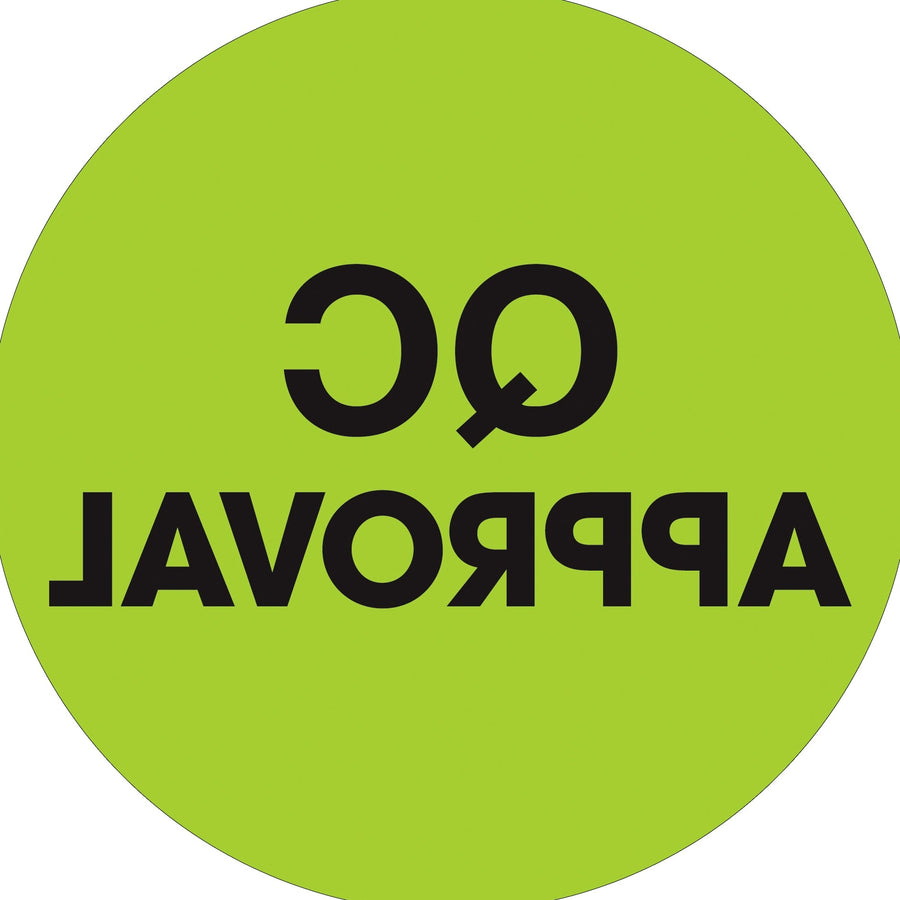 2 in Fluorescent Green QC Approval Circle Labels Paper 500/Roll DL1255 - alias listing