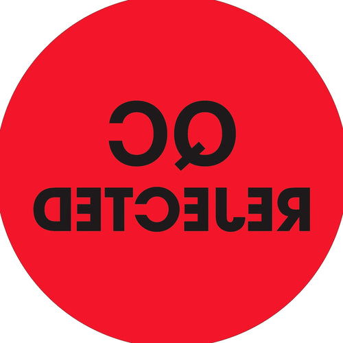 2 in Fluorescent Red QC Rejected Circle Labels Paper 500/Roll DL1256 - alias listing