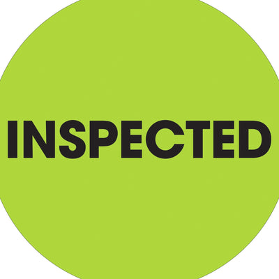 2 in Fluorescent Green Circle Inspected Labels 500/Roll DL1262 - alias listing