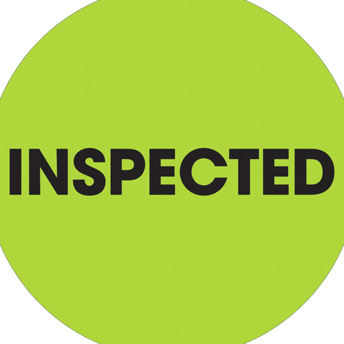 2 in Fluorescent Green Circle Inspected Labels 500/Roll DL1262 - alias listing