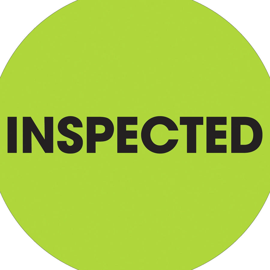 2 in Fluorescent Green Circle Inspected Labels 500/Roll DL1262 - alias listing