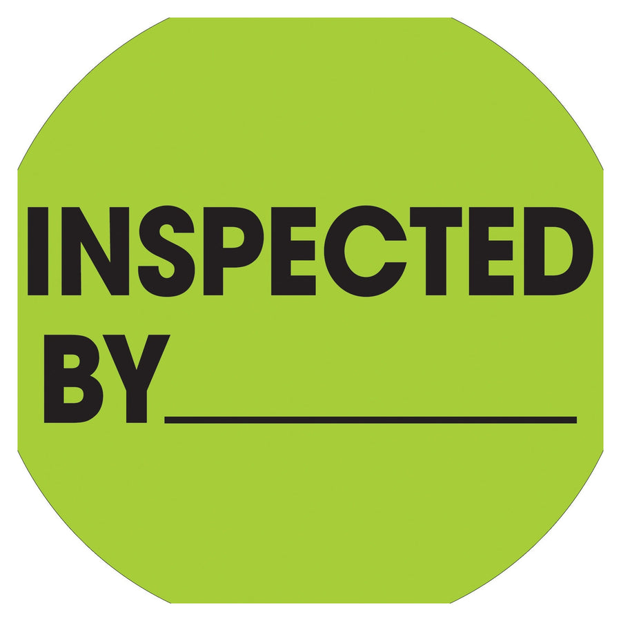 2 in Fluorescent Green Circle Inspected By Labels Paper 500/Roll DL1266 - alias listing