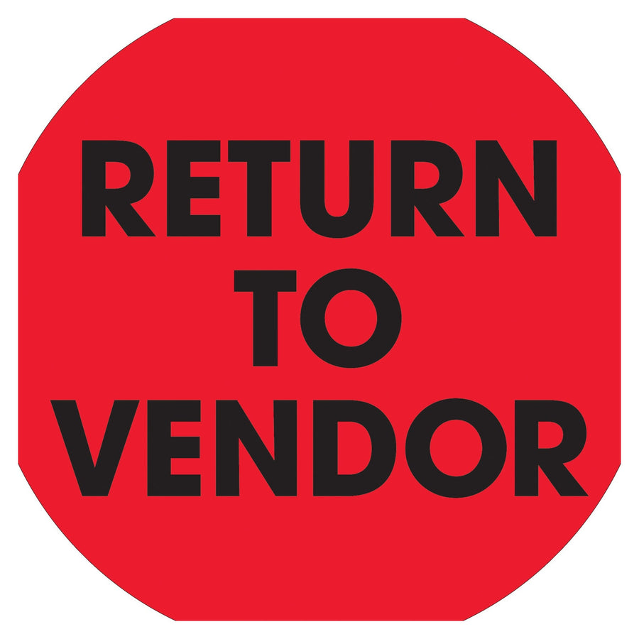2 in Fluorescent Red Return To Vendor Circle Labels 500/Roll DL1268 - alias listing