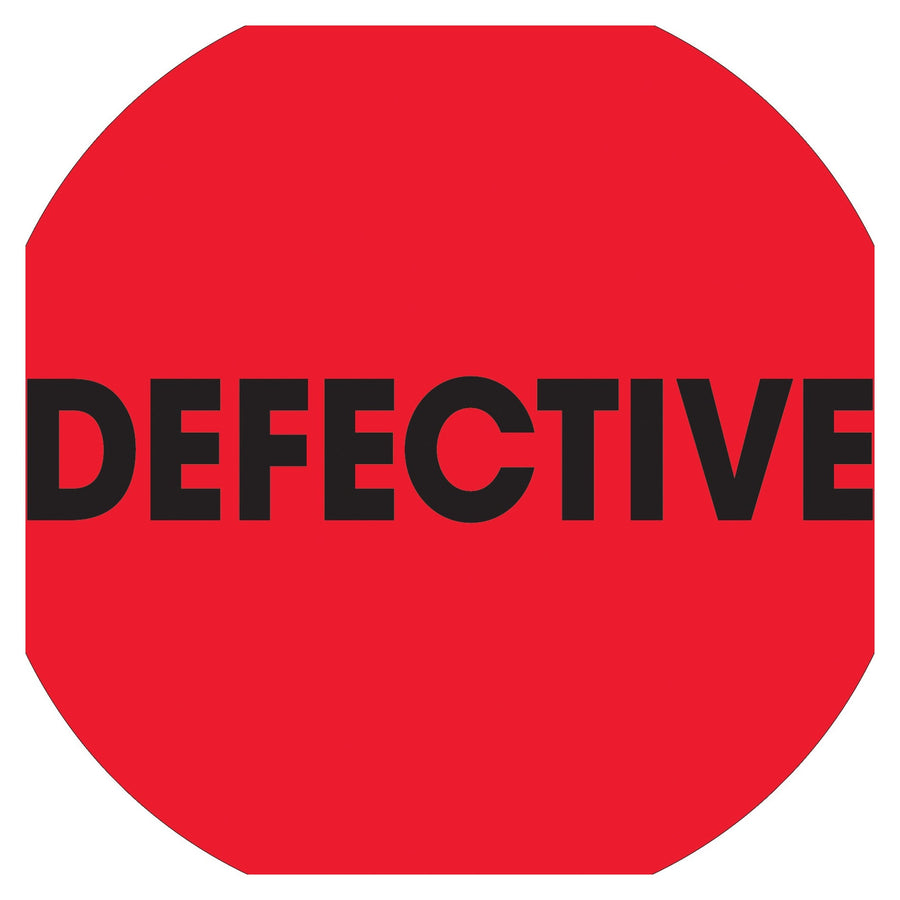 2 in Fluorescent Red Defective Circle Labels Paper 500/Roll DL1279 - alias listing