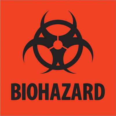 OSHA and DOT-compliant biohazard labels that ensure your hazardous material shipments meet federal marking requirements every time. Fluorescent red semi-gloss labels measure 2" x 2" and come 500 per roll for high-volume compliance operations.