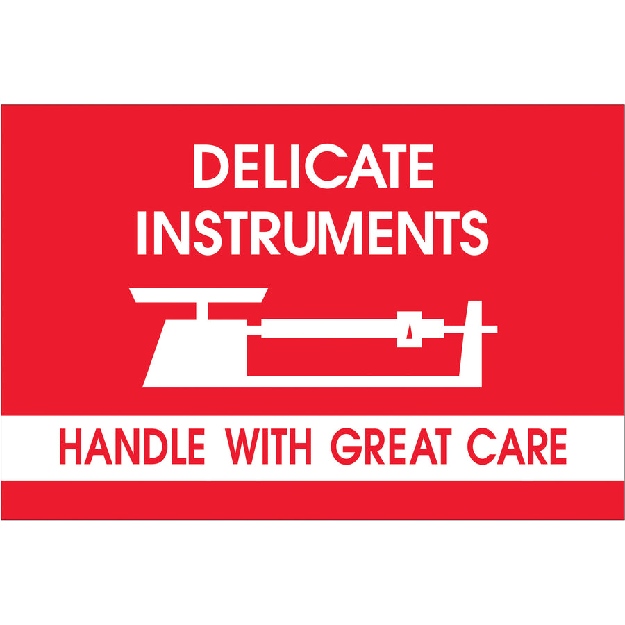 Instantly communicate handling requirements with these bold 2x3" delicate instruments labels printed on durable semi-gloss coated paper. Each roll contains 500 labels designed to meet international shipping and handling compliance standards. Compatible with table-top and wall-mount dispensers for streamlined warehouse operations.