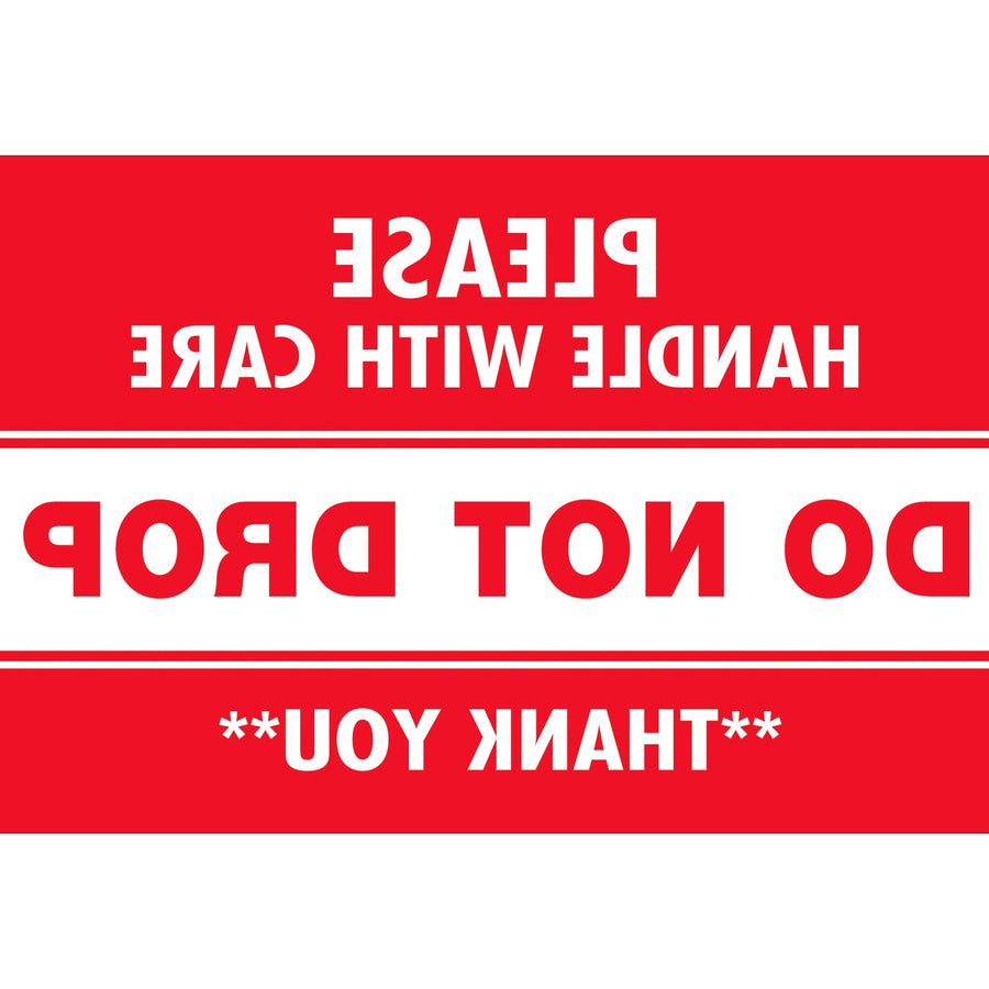2x3 Red/White Do Not Drop Labels Semi-Gloss 500/Roll DL1313 - alias listing