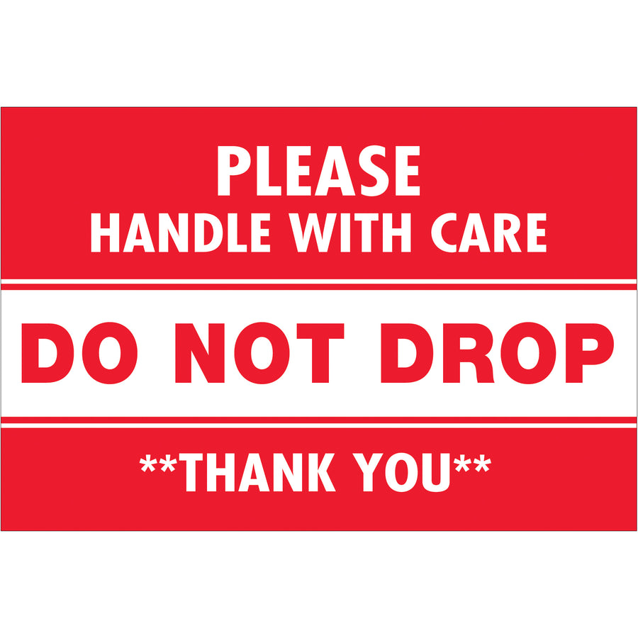 Recognized globally, these 2" x 3" Do Not Drop labels provide essential shipping compliance in high-visibility red and white. Printed on durable semi-gloss coated paper, each roll contains 500 labels ready for immediate application. Compatible with both tabletop and wall-mount dispensers for streamlined warehouse operations.