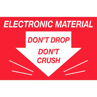 3x5 Don't Drop Don't Crush Electronic Material Labels Semi-Gloss 500/Roll DL1315 - alias listing