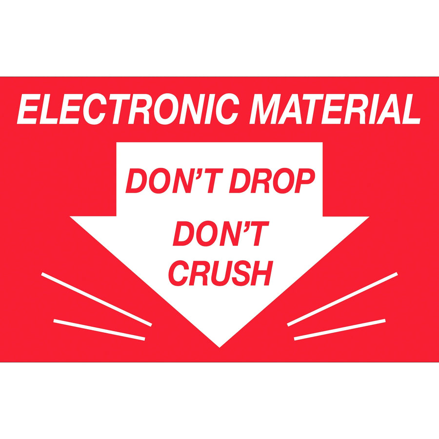 3x5 Don't Drop Don't Crush Electronic Material Labels Semi-Gloss 500/Roll DL1315 - alias listing