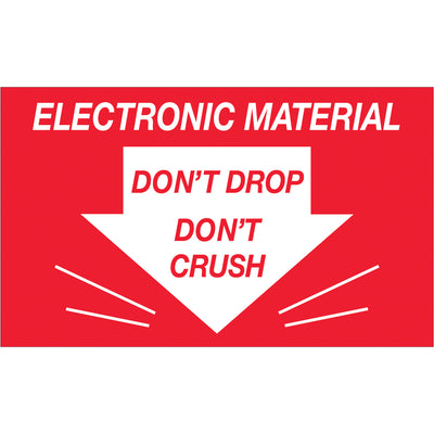 Internationally recognized 3x5" Don't Drop Don't Crush labels protect fragile electronics during shipment. Printed on semi-gloss coated paper for durability and visibility. Each roll contains 500 labels–the professional choice for shipping coordinators managing sensitive cargo.
