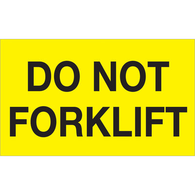 High-visibility 3x5" Do Not Forklift labels in fluorescent yellow with semi-gloss finish ensure immediate equipment operator recognition across warehouses and international shipments. Each roll contains 500 labels for consistent compliance marking. Compatible with all standard tabletop and wall-mount dispensers for streamlined application in busy logistics environments.