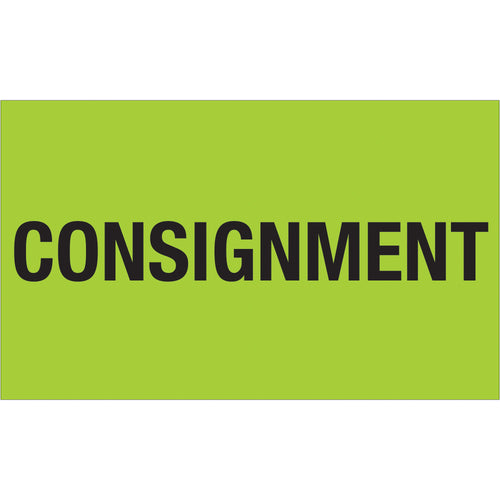 Boost supply chain visibility with these 3x5 fluorescent green consignment labels printed on durable semi-gloss coated paper. Sold as a convenient roll of 500, these high-contrast production labels ensure your shipments are instantly recognizable across international logistics operations. Compatible with tabletop and wall-mount dispensers for seamless workflow integration.