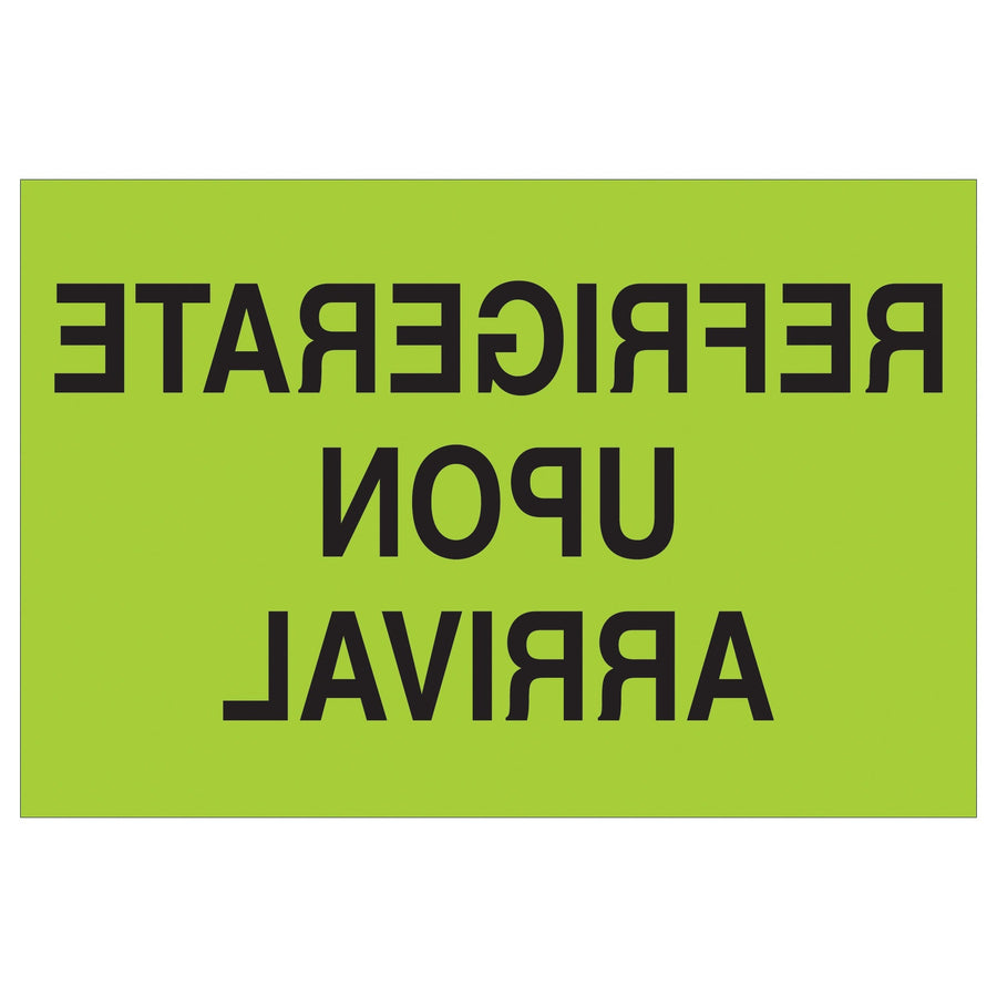 2x3 Fluorescent Green Refrigerate Upon Arrival Labels 500/Roll DL1327 - alias listing