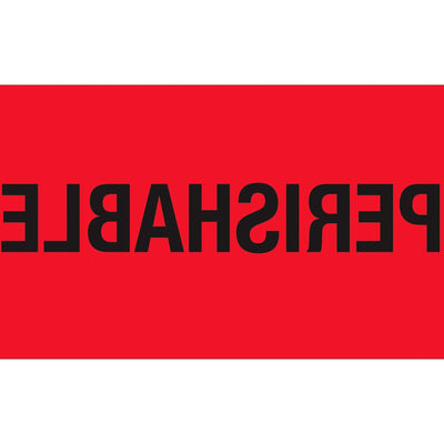 3x5 Fluorescent Red Perishable Labels Semi-Gloss 500/Roll DL1328 - alias listing