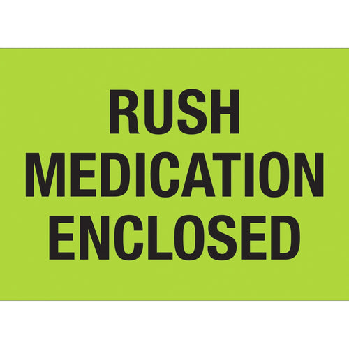 2x3 Fluorescent Green Rush Medication Labels Semi-Gloss 500/Roll DL1336 - alias listing