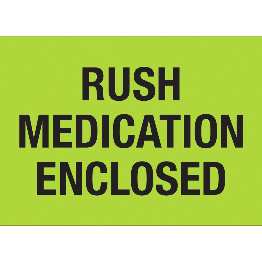 2x3 Fluorescent Green Rush Medication Labels Semi-Gloss 500/Roll DL1336 - alias listing