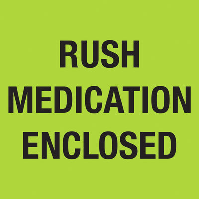 4x4 Fluorescent Green Rush Medication Labels 500/Roll DL1338 - alias listing