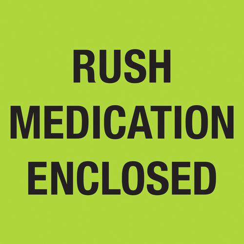 4x4 Fluorescent Green Rush Medication Labels 500/Roll DL1338 - alias listing