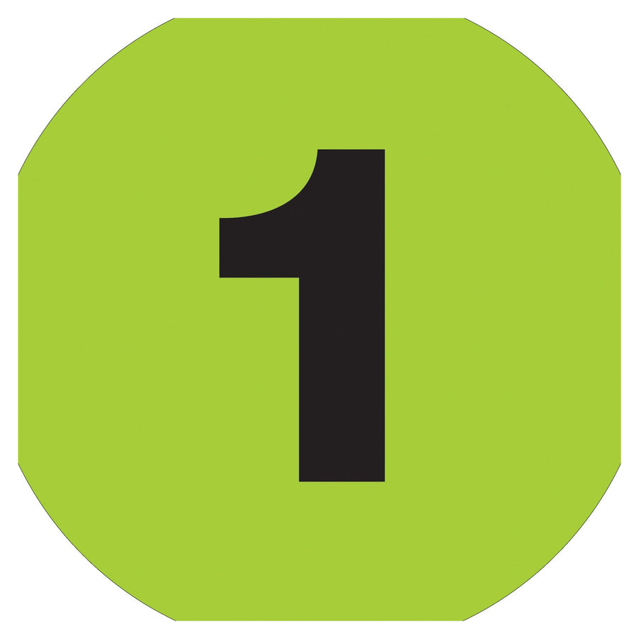 3 in Fluorescent Green Circle Number Labels 500/Roll DL1341 - alias listing