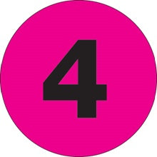 3 in Circle 4 Fluorescent Pink Number Labels 500/Roll