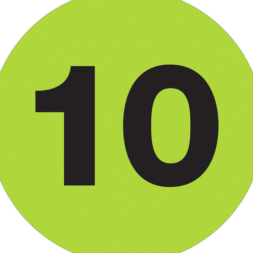 3 in Fluorescent Green Circle Number Labels 500/Roll DL1351 - alias listing