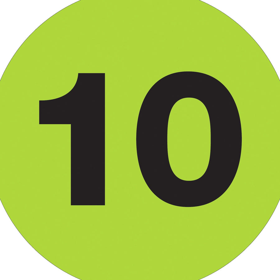3 in Fluorescent Green Circle Number Labels 500/Roll DL1351 - alias listing