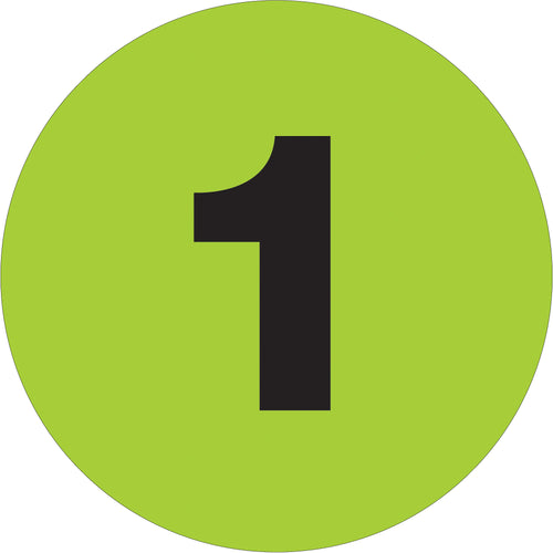 High-visibility fluorescent green circle labels designed for rapid inventory identification in warehouses and logistics facilities. 4