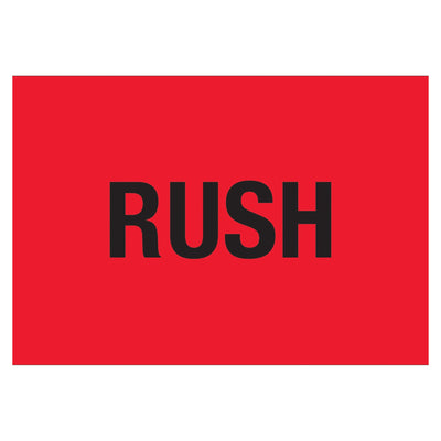1.25x2 Fluorescent Red Rush Labels Semi-Gloss Paper 500/Roll DL1367 - alias listing
