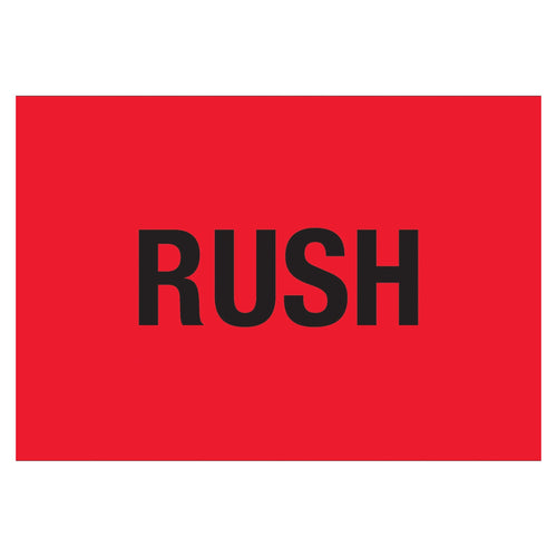 1.25x2 Fluorescent Red Rush Labels Semi-Gloss Paper 500/Roll DL1367 - alias listing